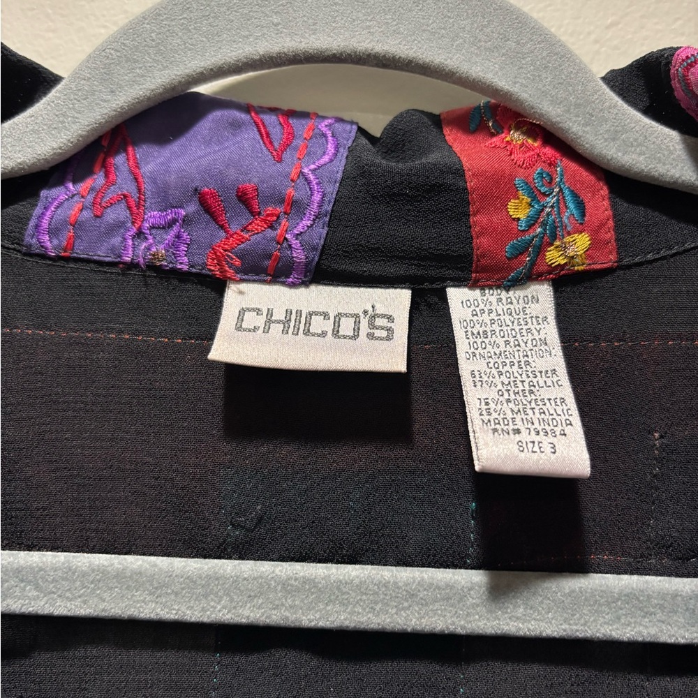 Chico's Patchwork Multicolor Button-Up Jacket Emb… - image 4